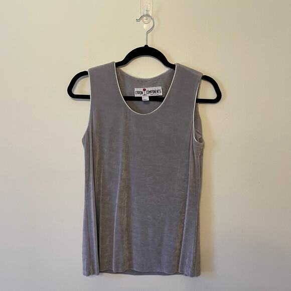 Y2K Vintage Caron Components USA metallic 2 piece set skirt tank top silver - Picture 3 of 16